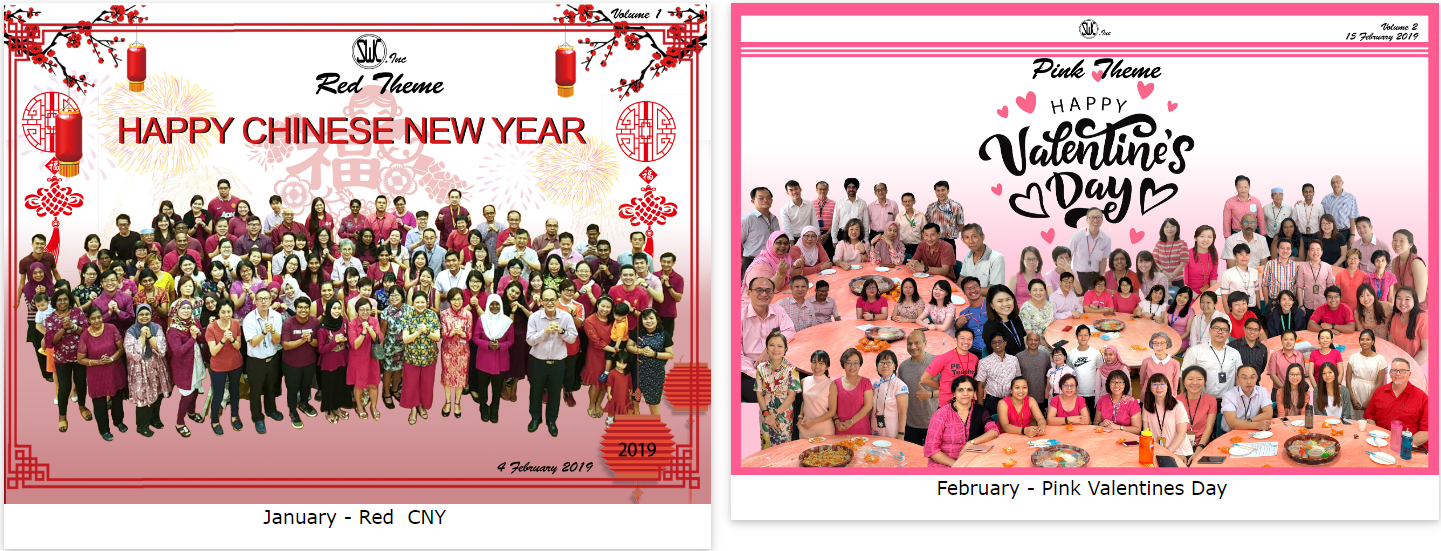 January - Red CNY & February - Pink Valentines Day